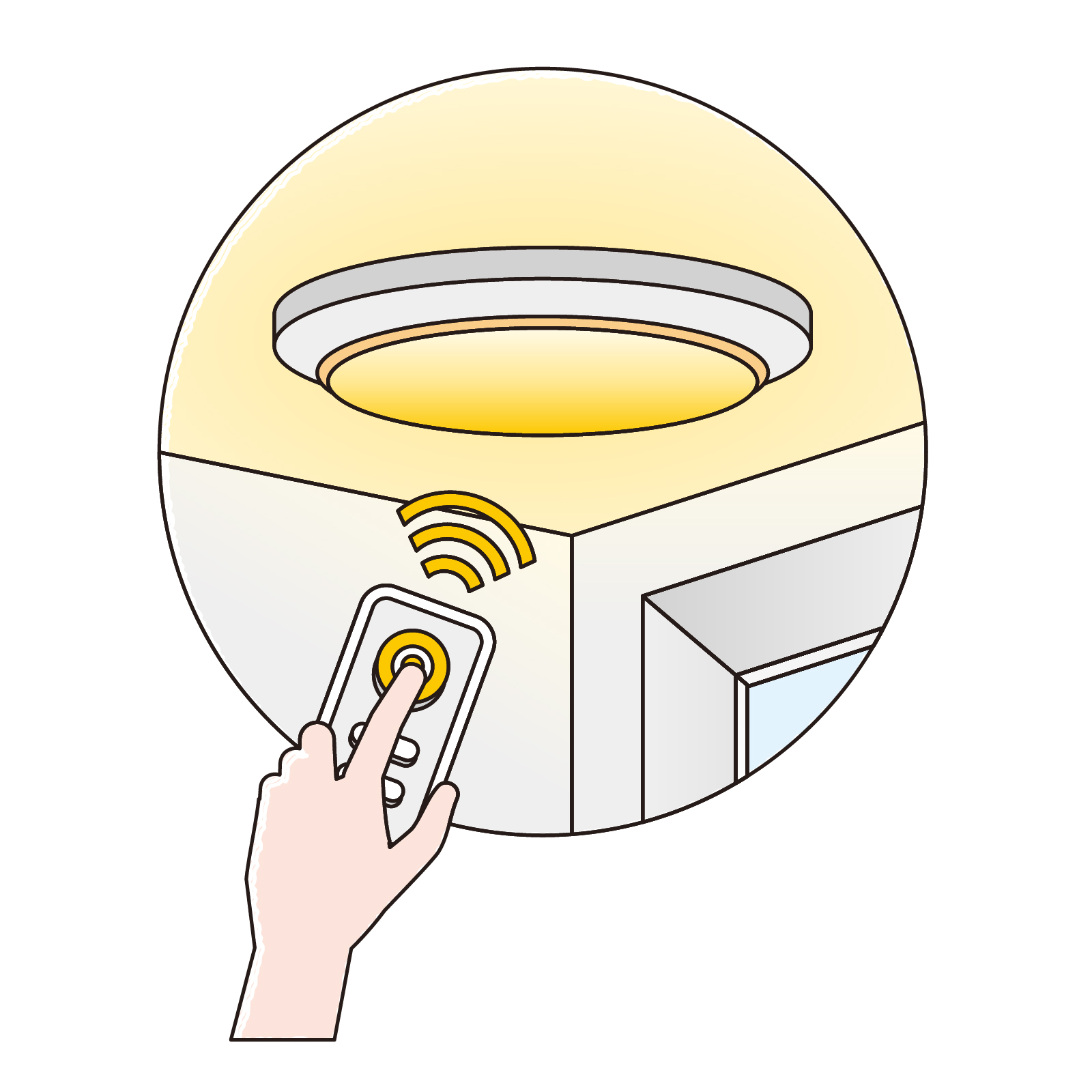 リモコンでLED照明を調光する人